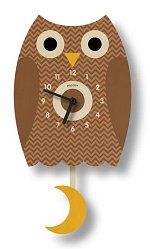 Brown Owl Pendulum Wall<br>Clock by Modern Moose
